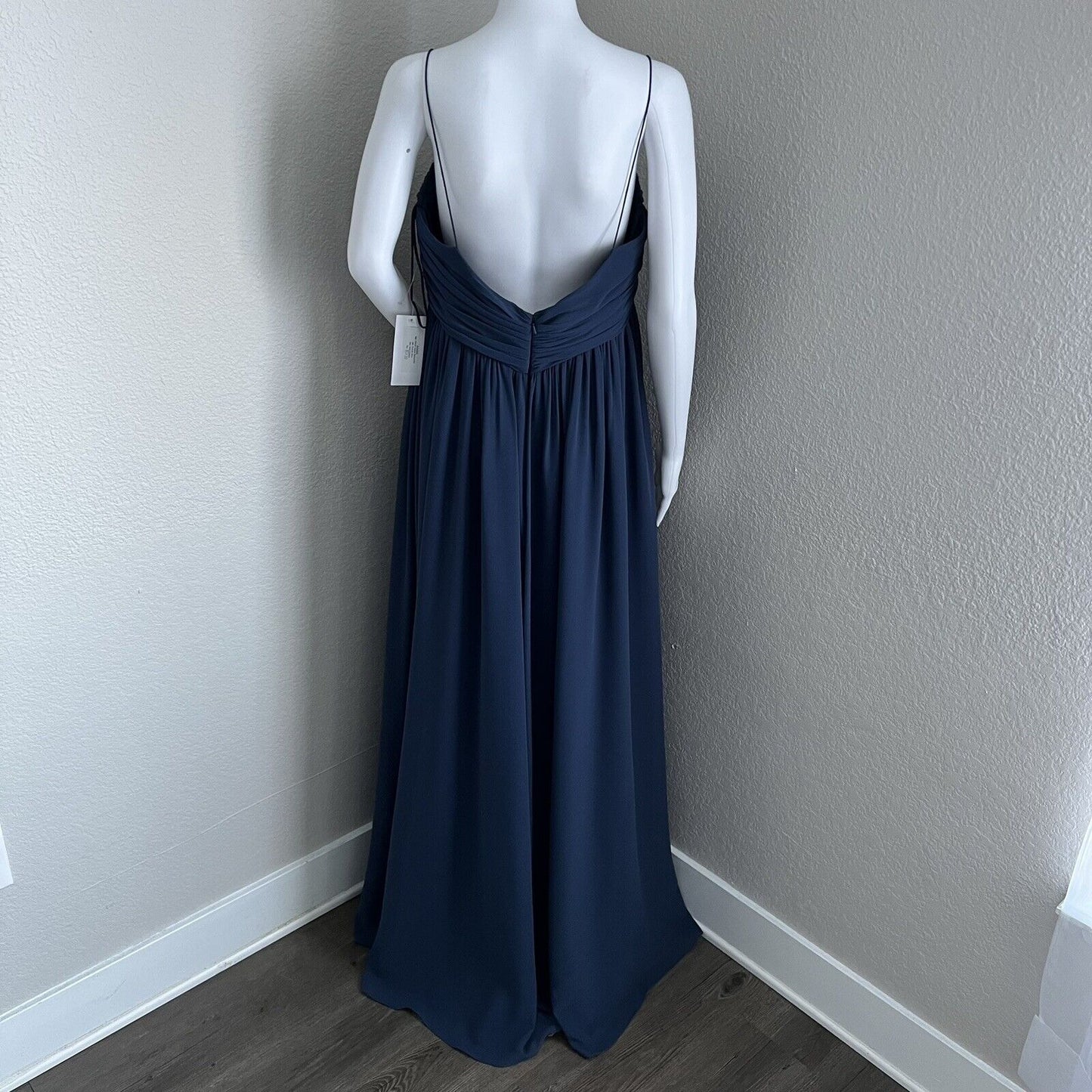 Amsale Maternity Size 12 Janan Maxi French Blue Flat Chiffon Bridesmaid Wedding