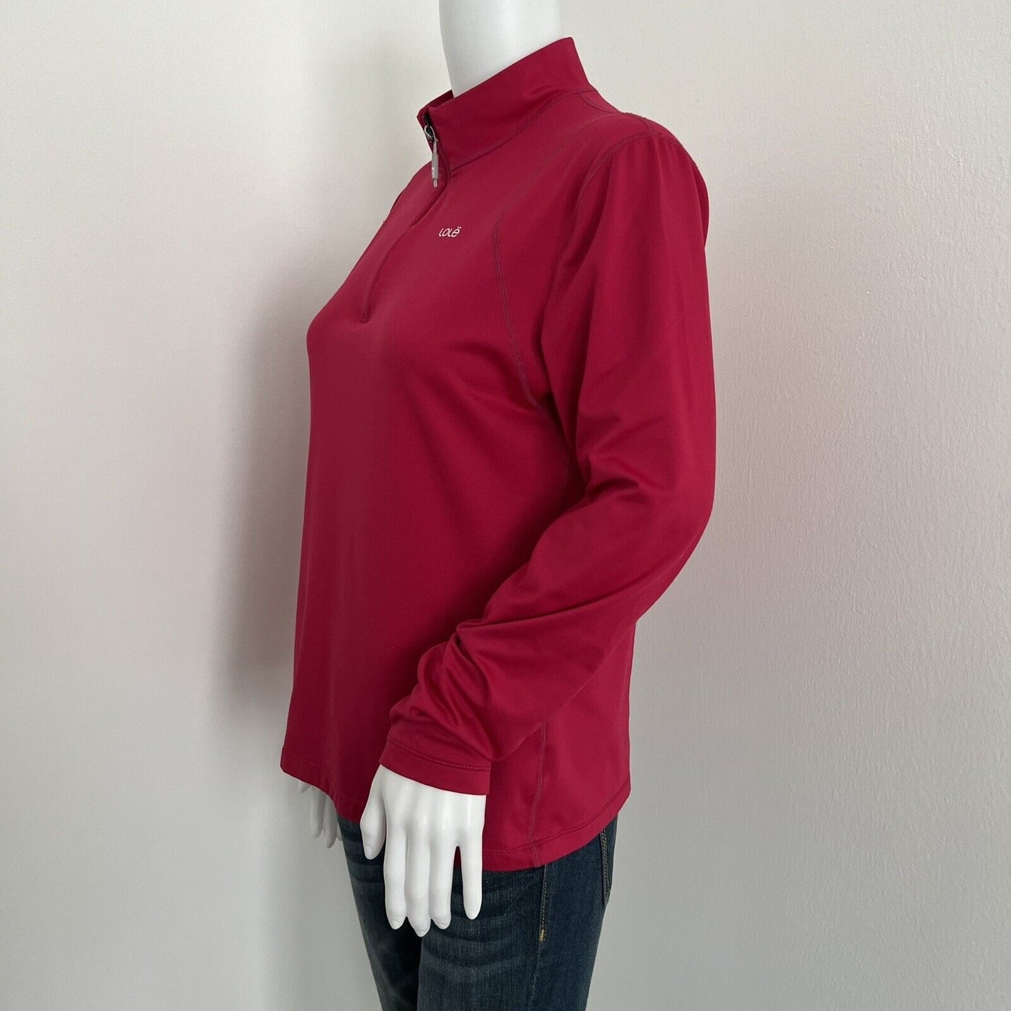 Lole Women's Top Size L Fuchsia Pink Long Sleeve 1/4 Zip Stretch