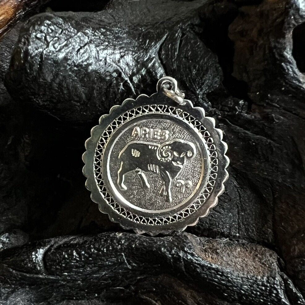 Vintage Sterling Silver Aries Charm Astrology Ram Zodiac Fire Strength Energy