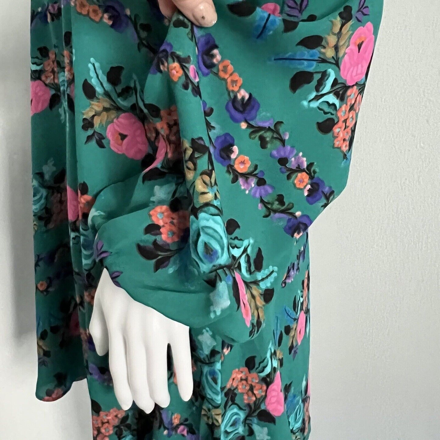 Show Me Your Mumu Women's Donna Michelle Tunic Size S Green Floral Longsleeve