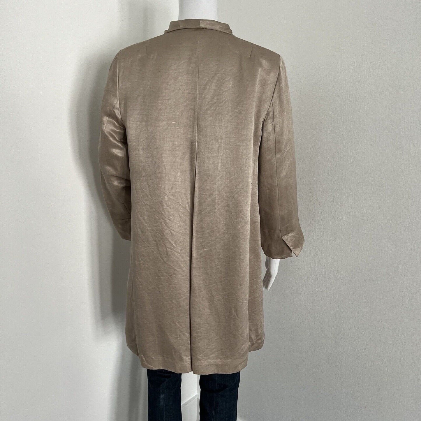 Eileen Fisher Women's Collared Jacket Size S Champagne Gold Organic Linen Silk