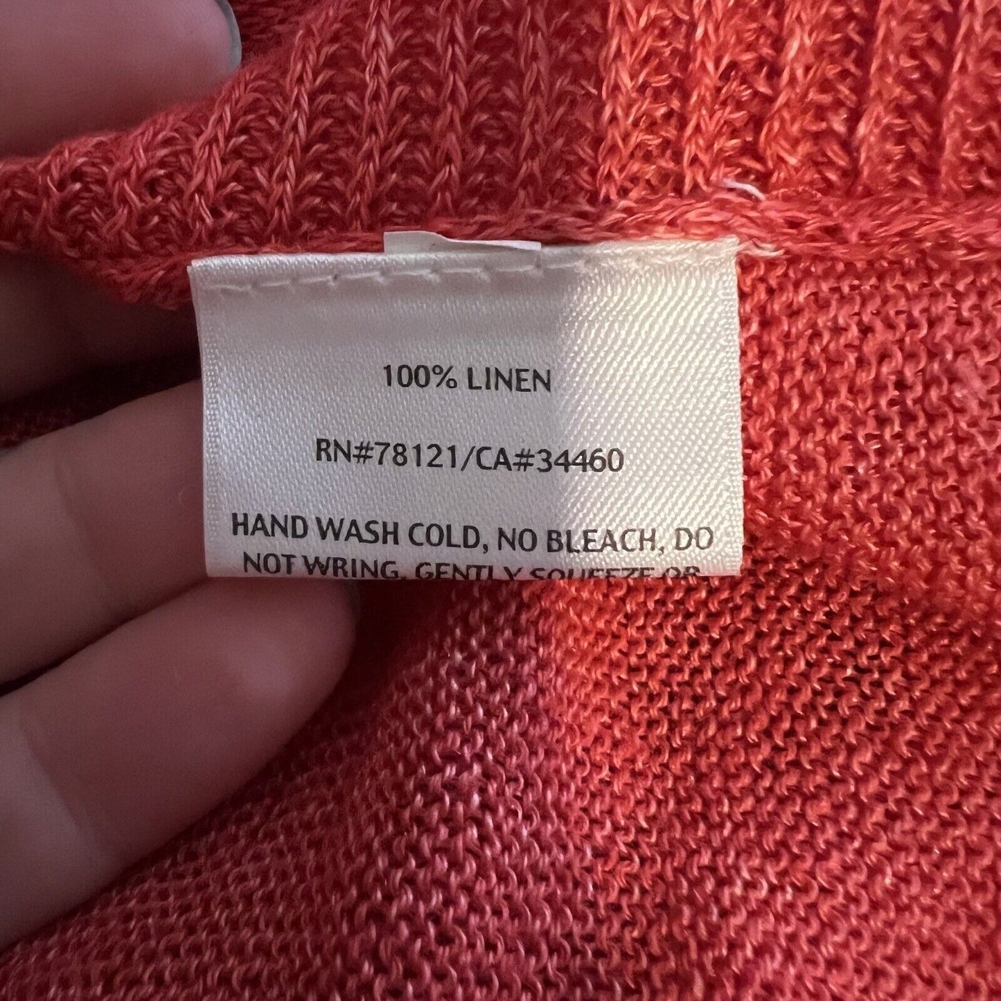 Eileen Fisher Women's Cascading Cardigan Size PP Petite Orange Coral 100% Linen