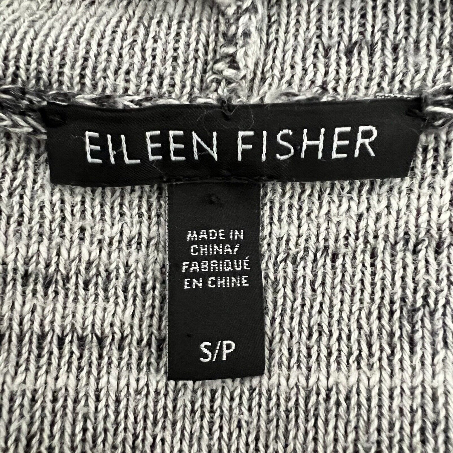 Eileen Fisher Women's Cardigan Size S Charcoal Gray Organic Cotton Plaited Knit