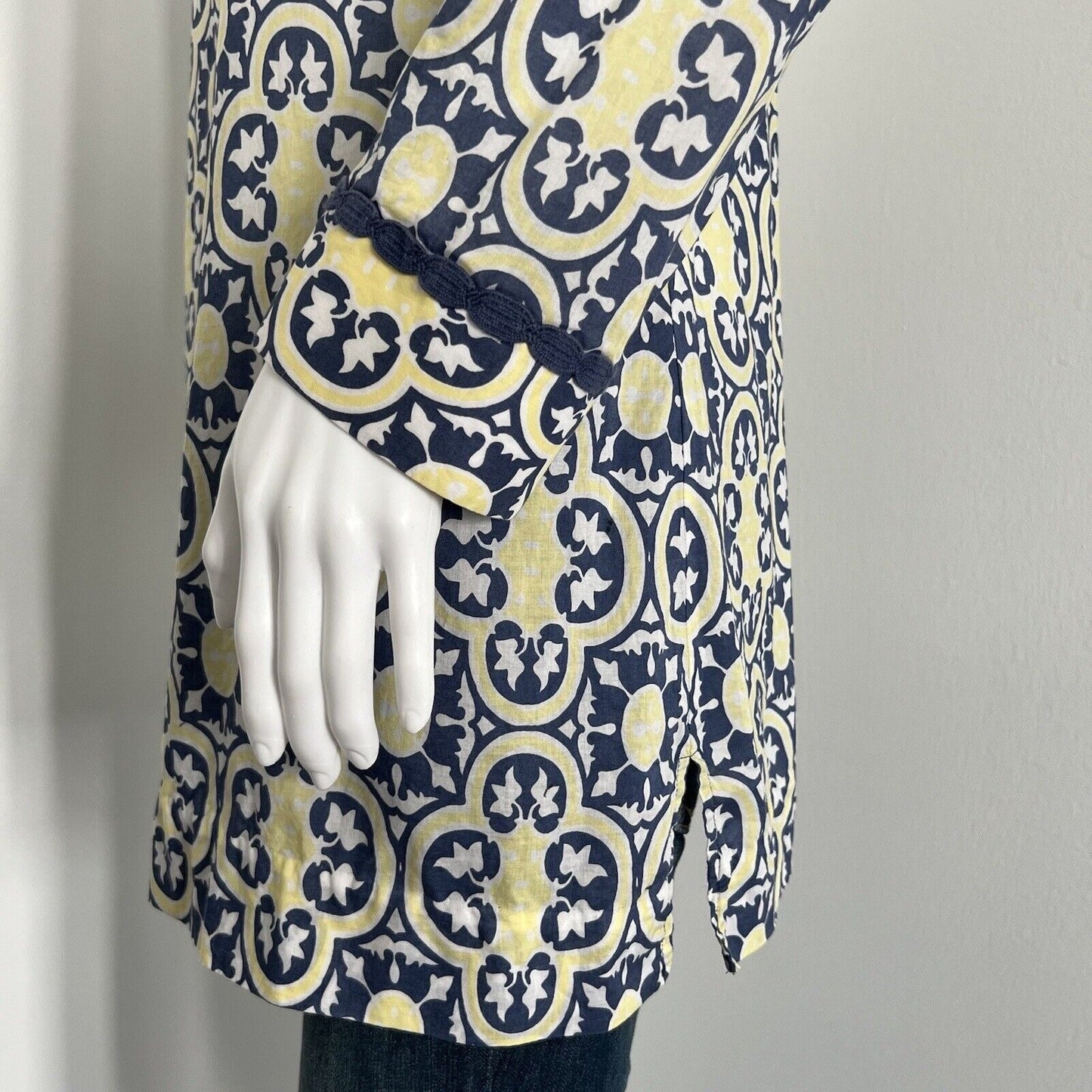 Vineyard Vines Women's Tunic Size S Blue Yellow Geometric Print 100% Cotton