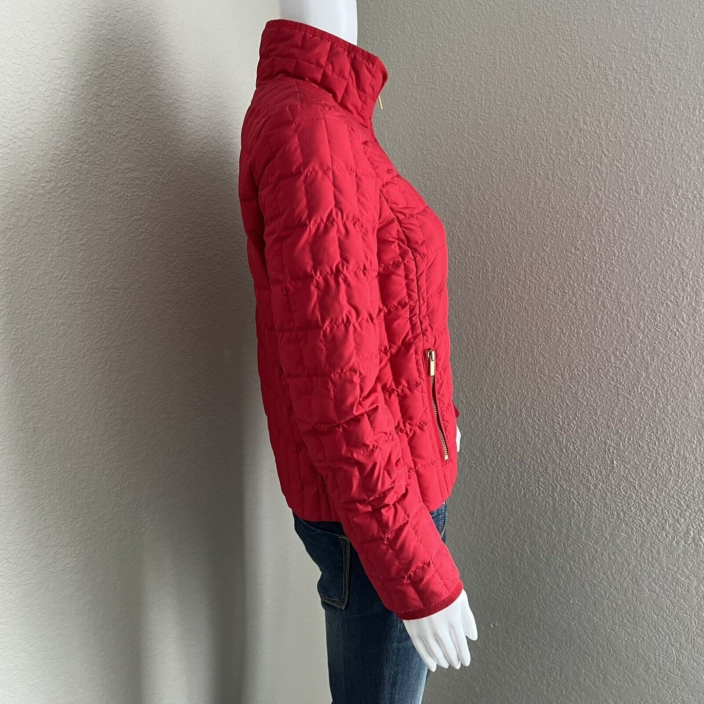 J. Crew Women's Goose Down Puffer Jacket Size XS Red Quilted 97326