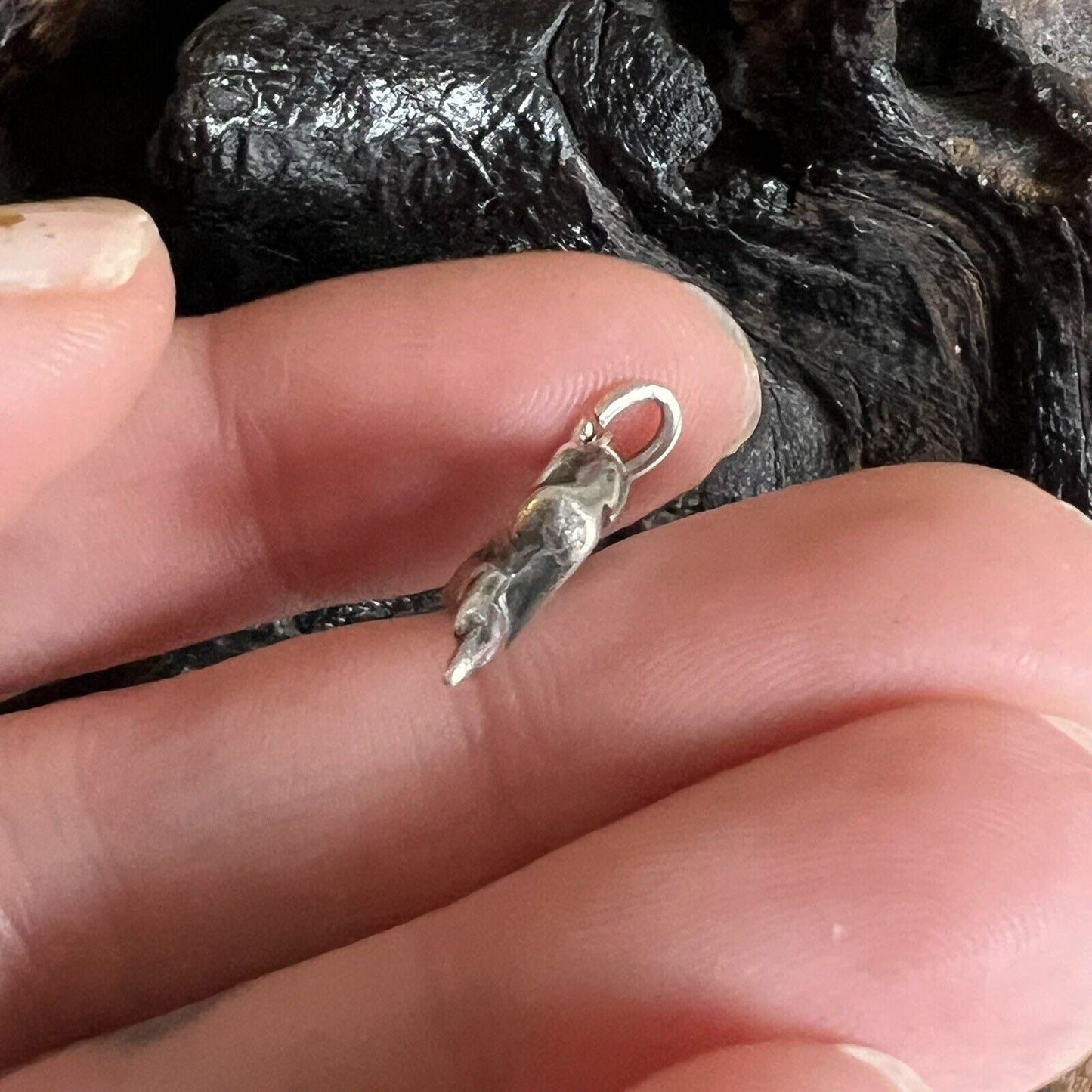 Vintage Sterling Silver Charm Man Sitting Smoking Tobacco Pipe