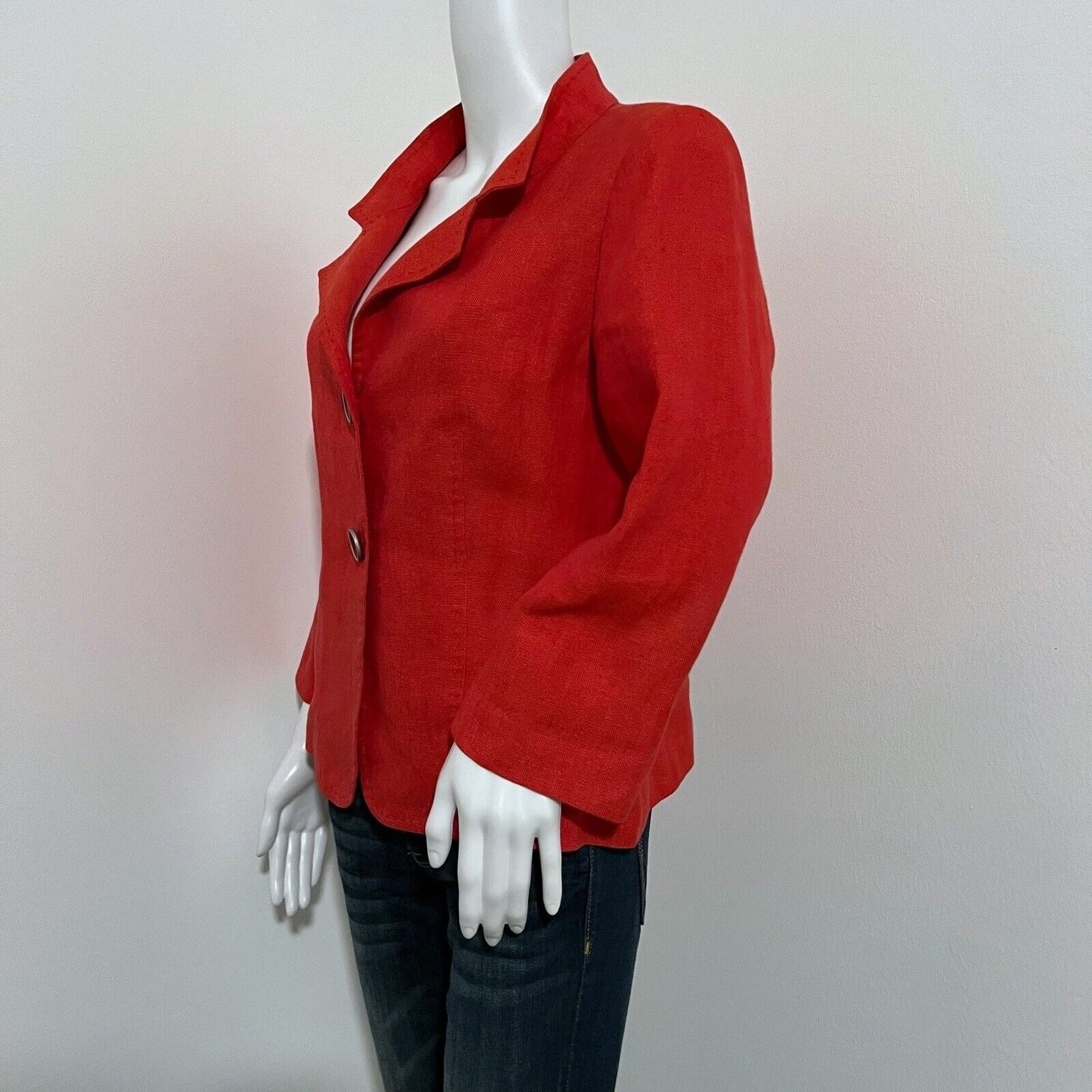 MaxMara Max Mara Women's Jacket Size 12 Red Orange Linen Two Button Italy