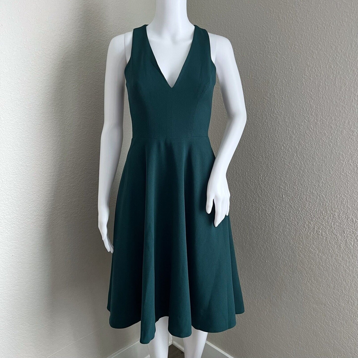 Dress the Population Catalina Fit Flare Cocktail Dress Size XS Pine Green Pocket