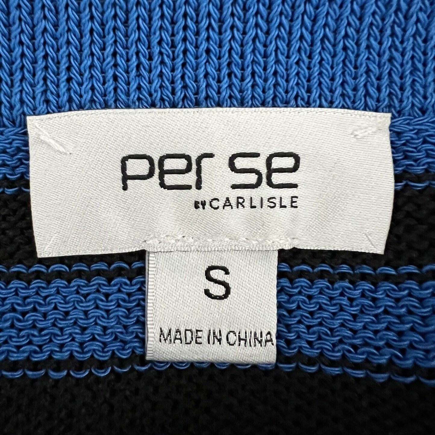 per se x Carlisle Women's Nautical Sweater Size S Blue Black Striped Crewneck