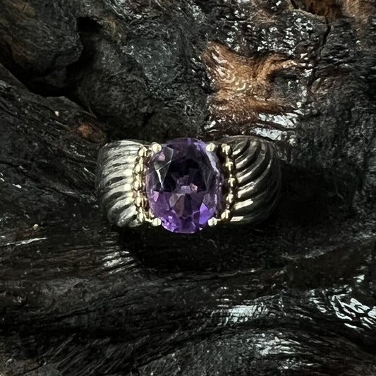 Vintage Clyde Duneier 1.87 ct Oval Amethyst Ring Size 6.5 CID 14K 925