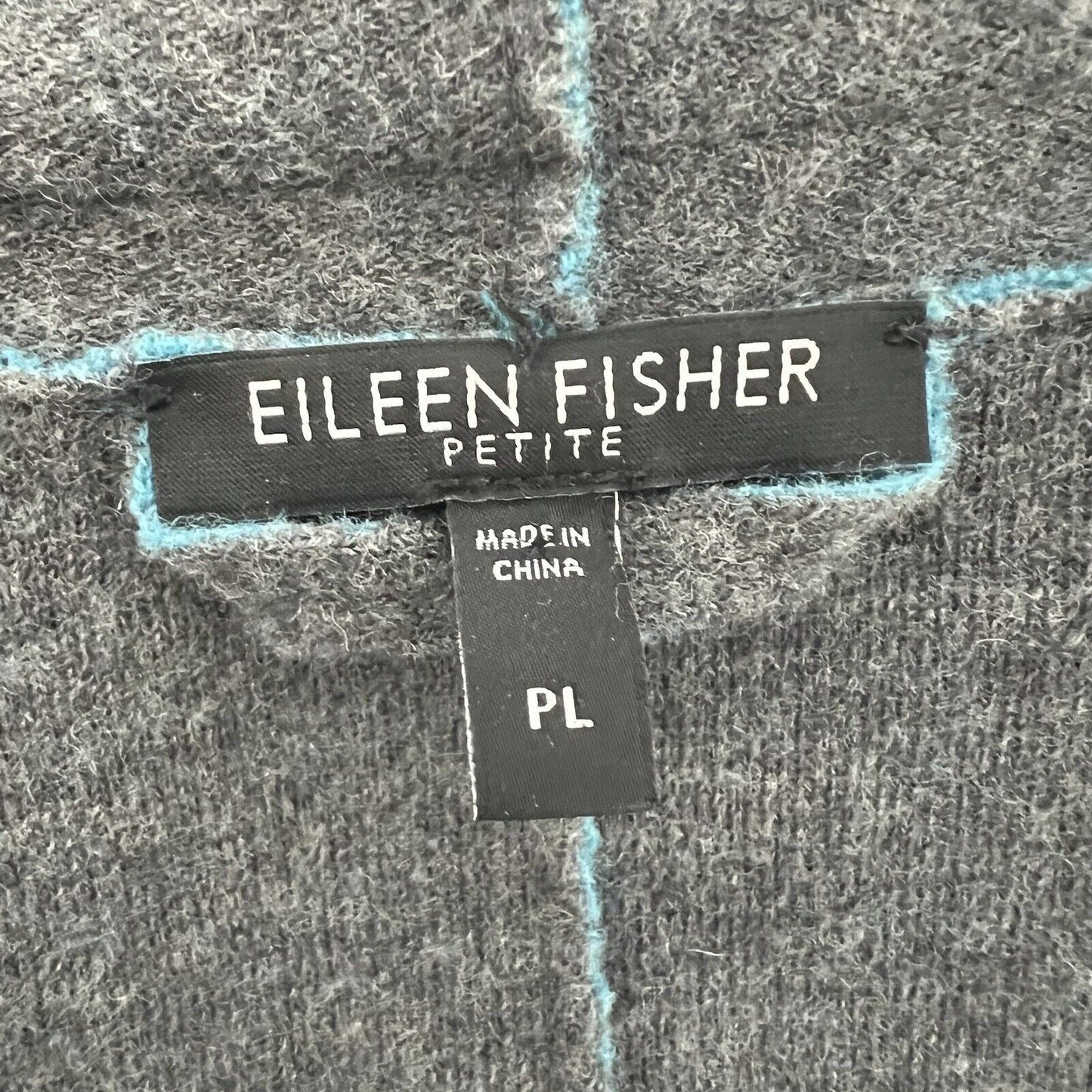 Eileen Fisher Women Merino Wool Blend Jacket Size Petite L PL Blue Gray Pockets