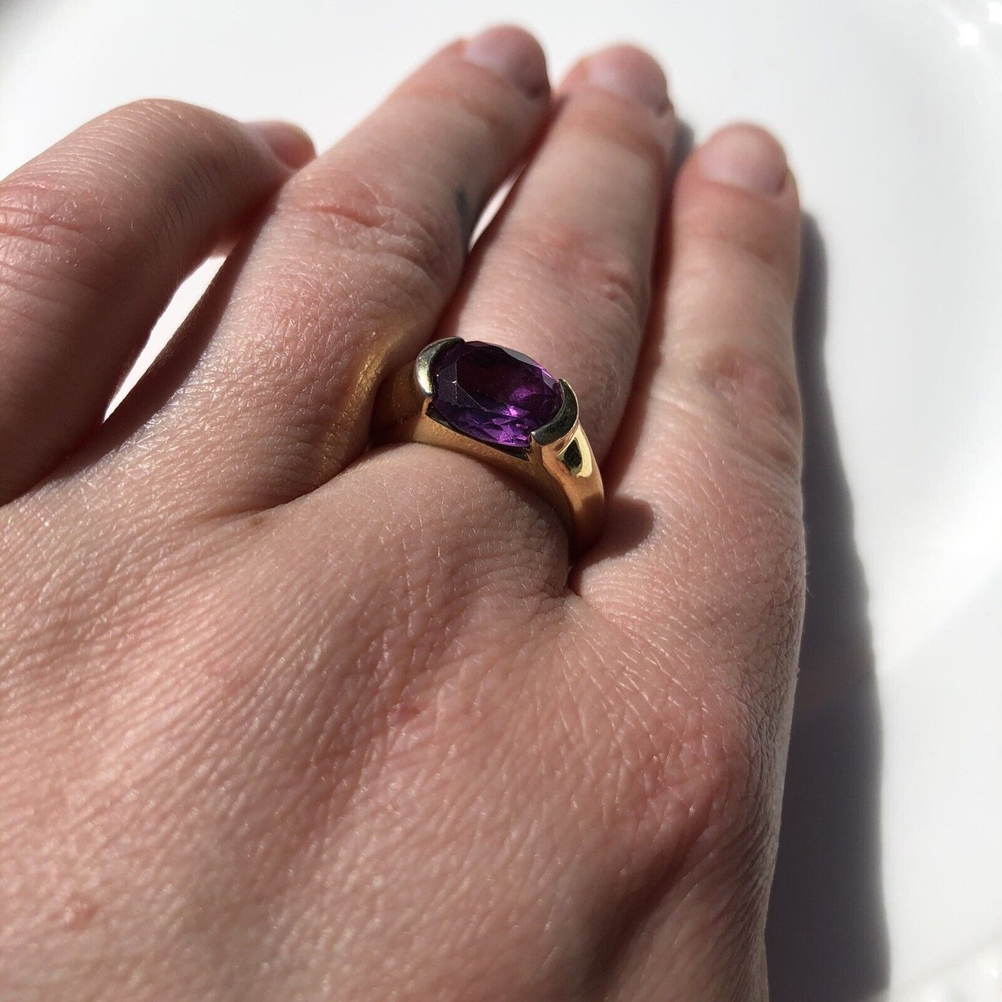 Vintage Chateau D'Argent Ring Size 8.5 Purple Sapphire Vermeil Sterling Silver