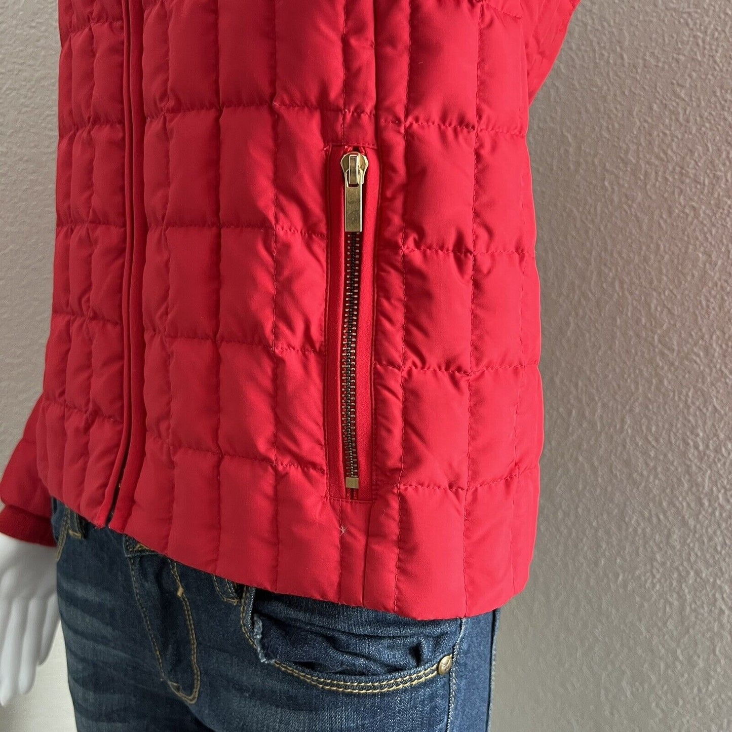 J. Crew Women's Goose Down Puffer Jacket Size XS Red Quilted 97326