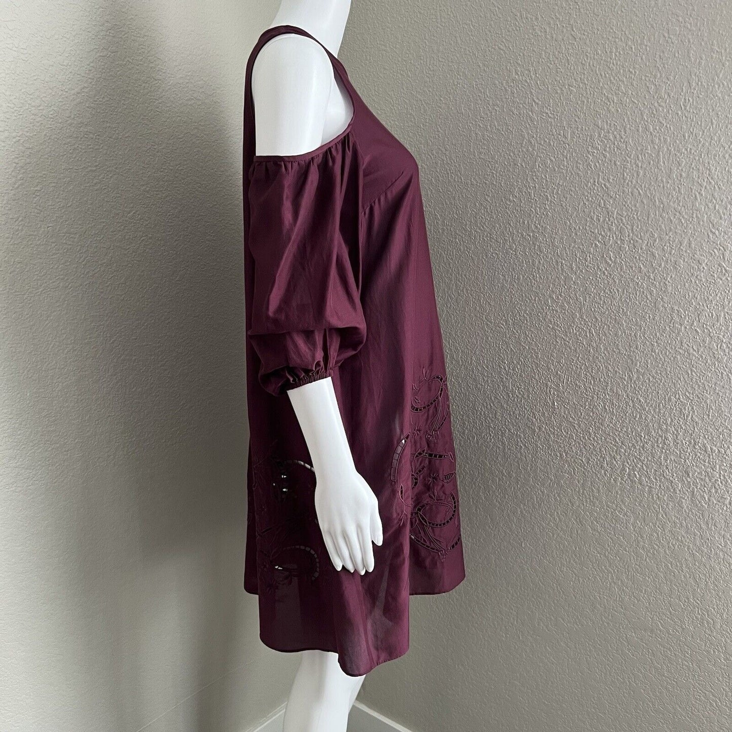 tibi Women's Dress Size XS Merlot Cold Shoulder Floral Cut Out Wedding Guest