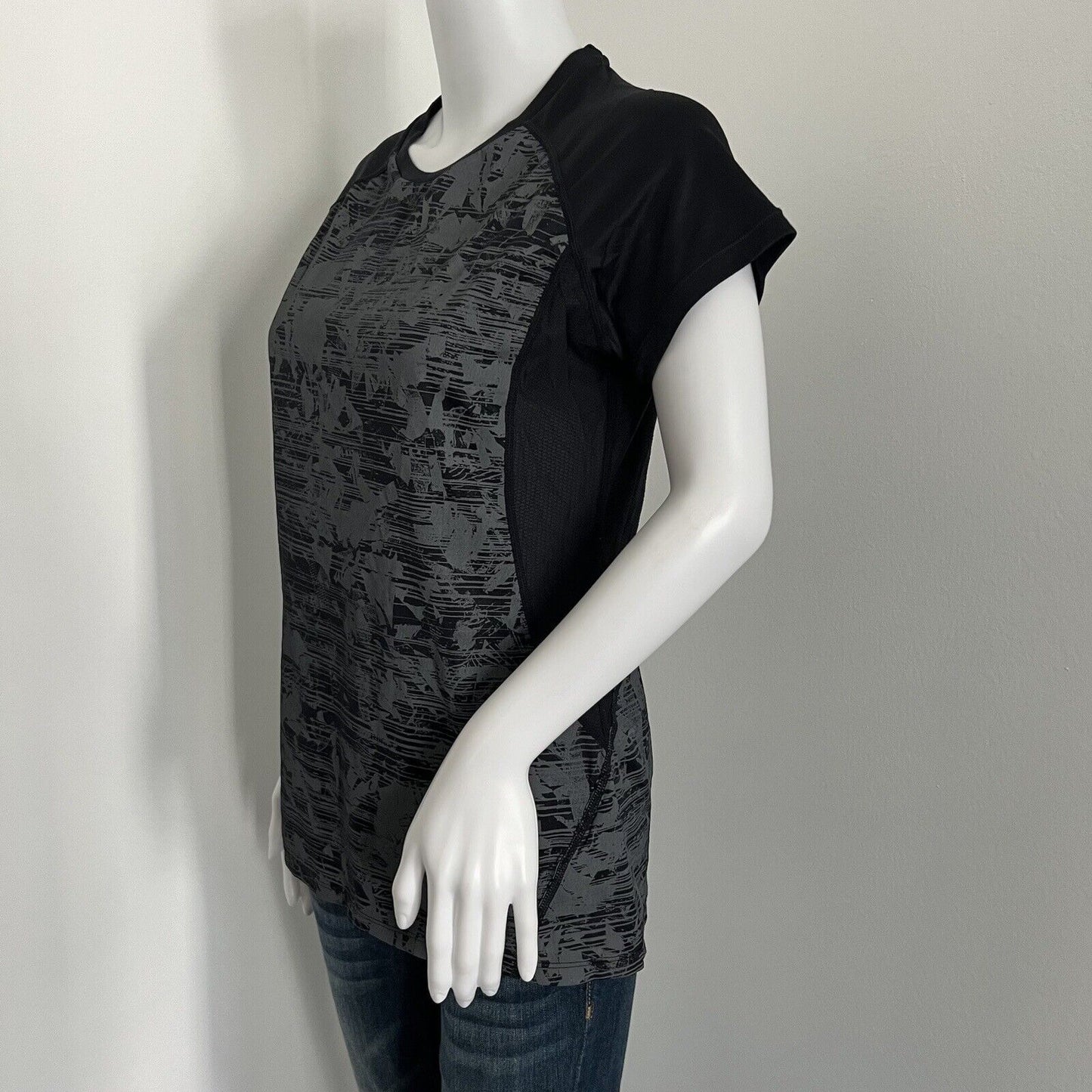 Marmot Women's Crystal Raglan Short Sleeve Tee Size M Black Gray Mesh UPF 50