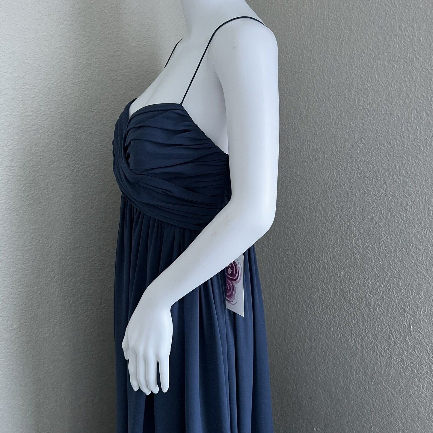 Amsale Maternity Size 12 Janan Maxi French Blue Flat Chiffon Bridesmaid Wedding