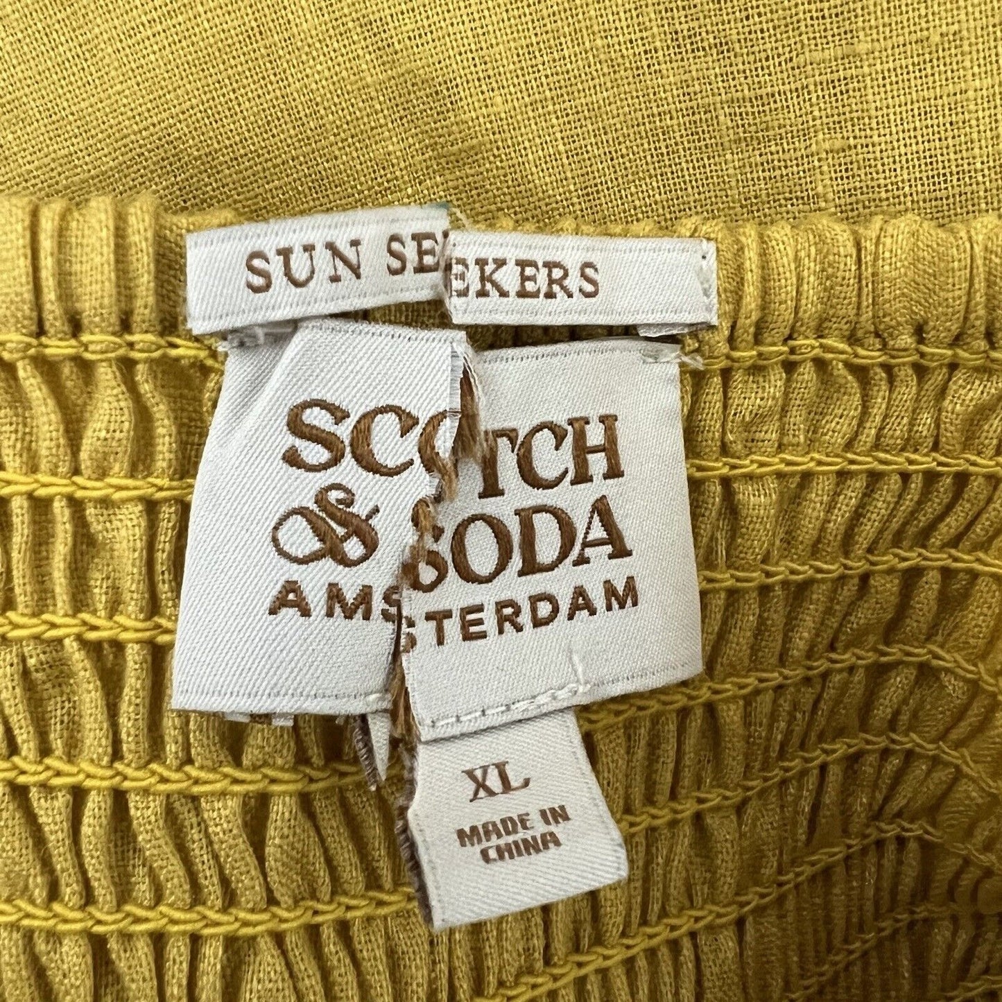 Scotch & Soda Women's Jumpsuit Size XL Pineapple Yellow 100% Linen Wide Leg