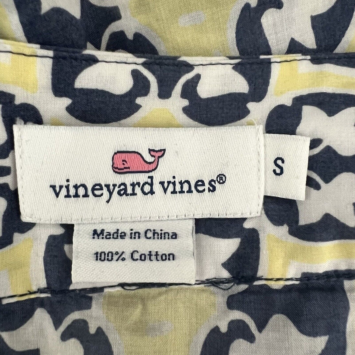 Vineyard Vines Women's Tunic Size S Blue Yellow Geometric Print 100% Cotton