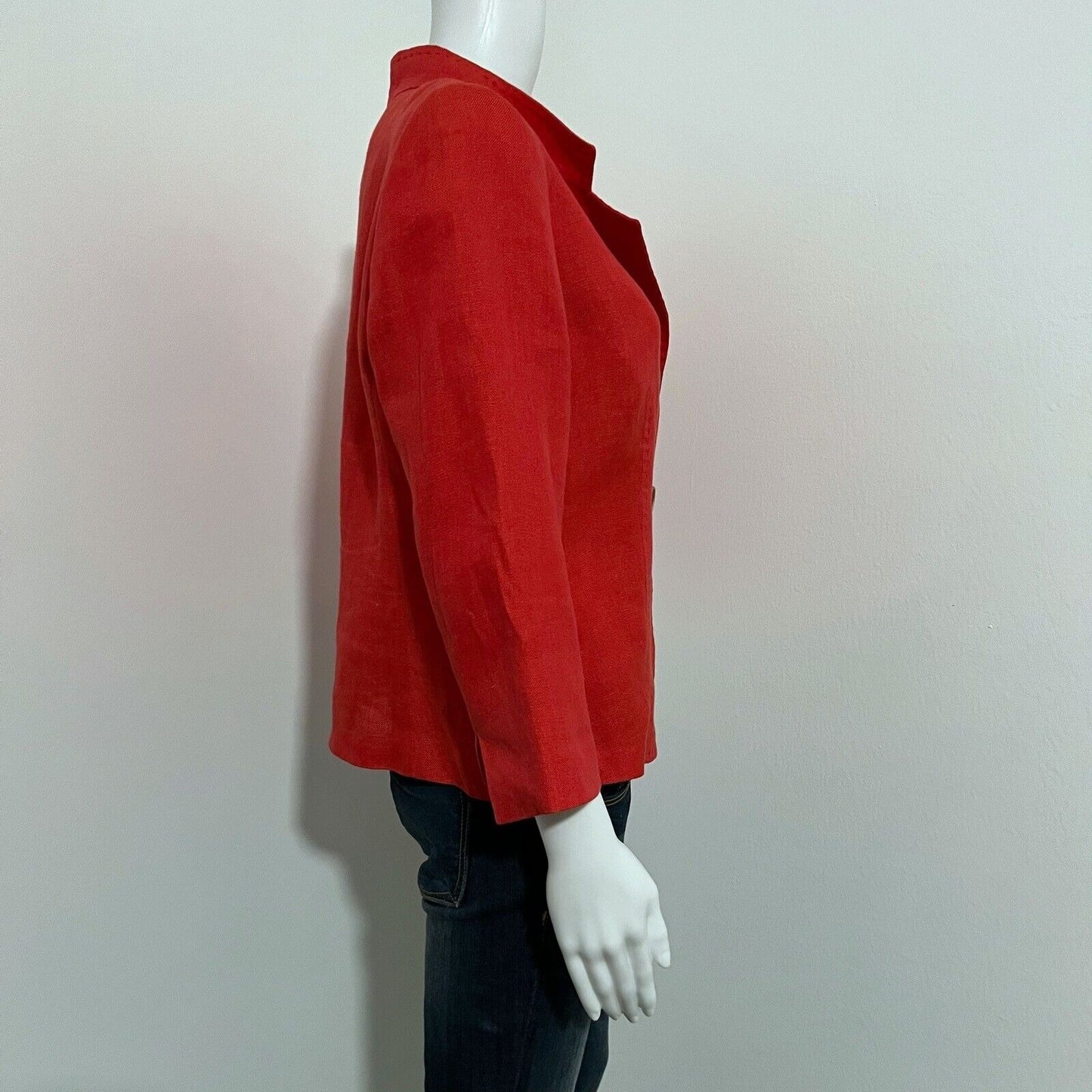 MaxMara Max Mara Women's Jacket Size 12 Red Orange Linen Two Button Italy