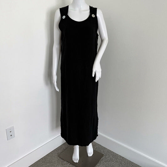 Subtle Tones Lagenlook Dress Size XS S Black Sleeveless 100% Linen Maxi USA