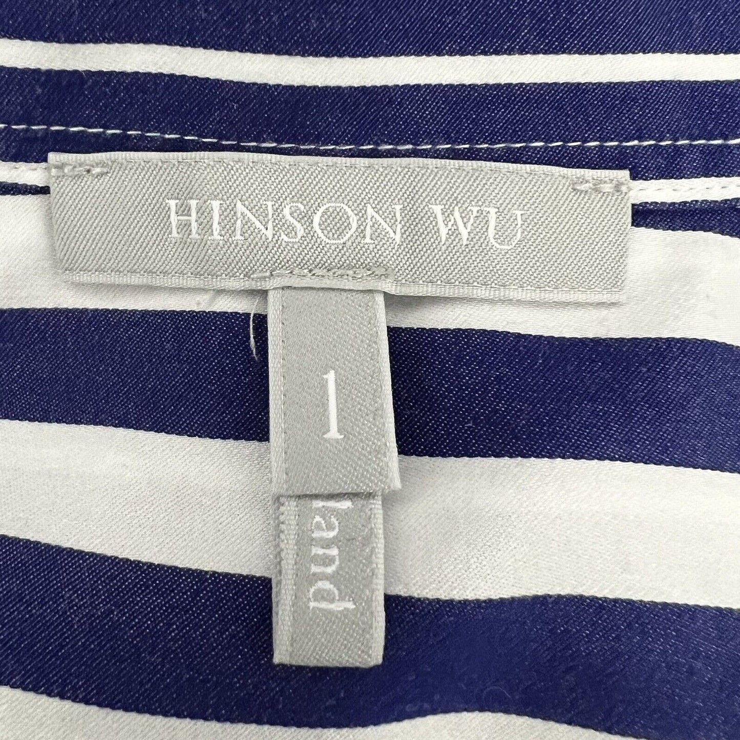 Hinson Wu Women's Chelsea Shirt Size 1 Blue White Striped Collared Long Sleeve