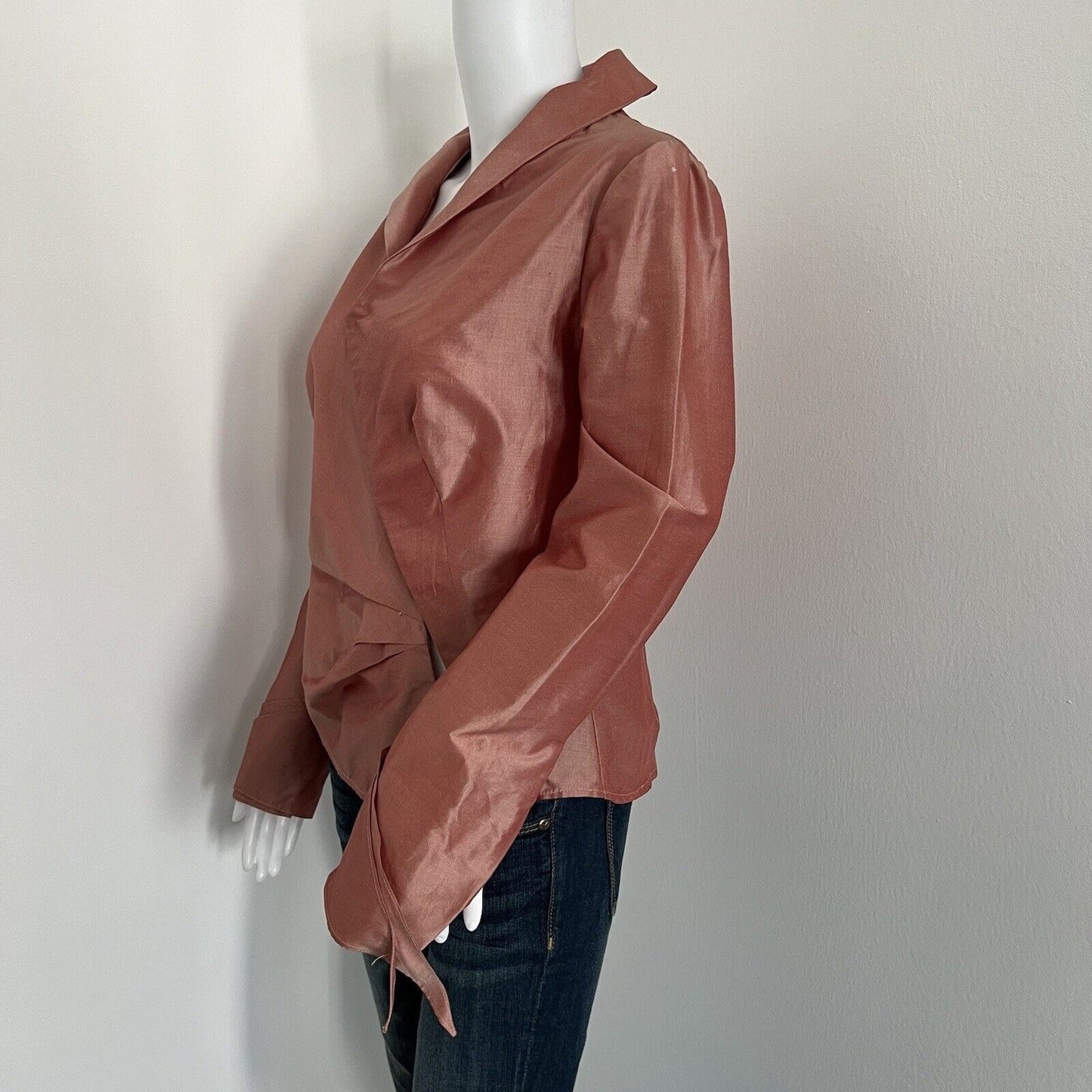 Vintage Robert Danes Women's Jacket Size 6 Dusty Pink Silk Asymmetrical Art