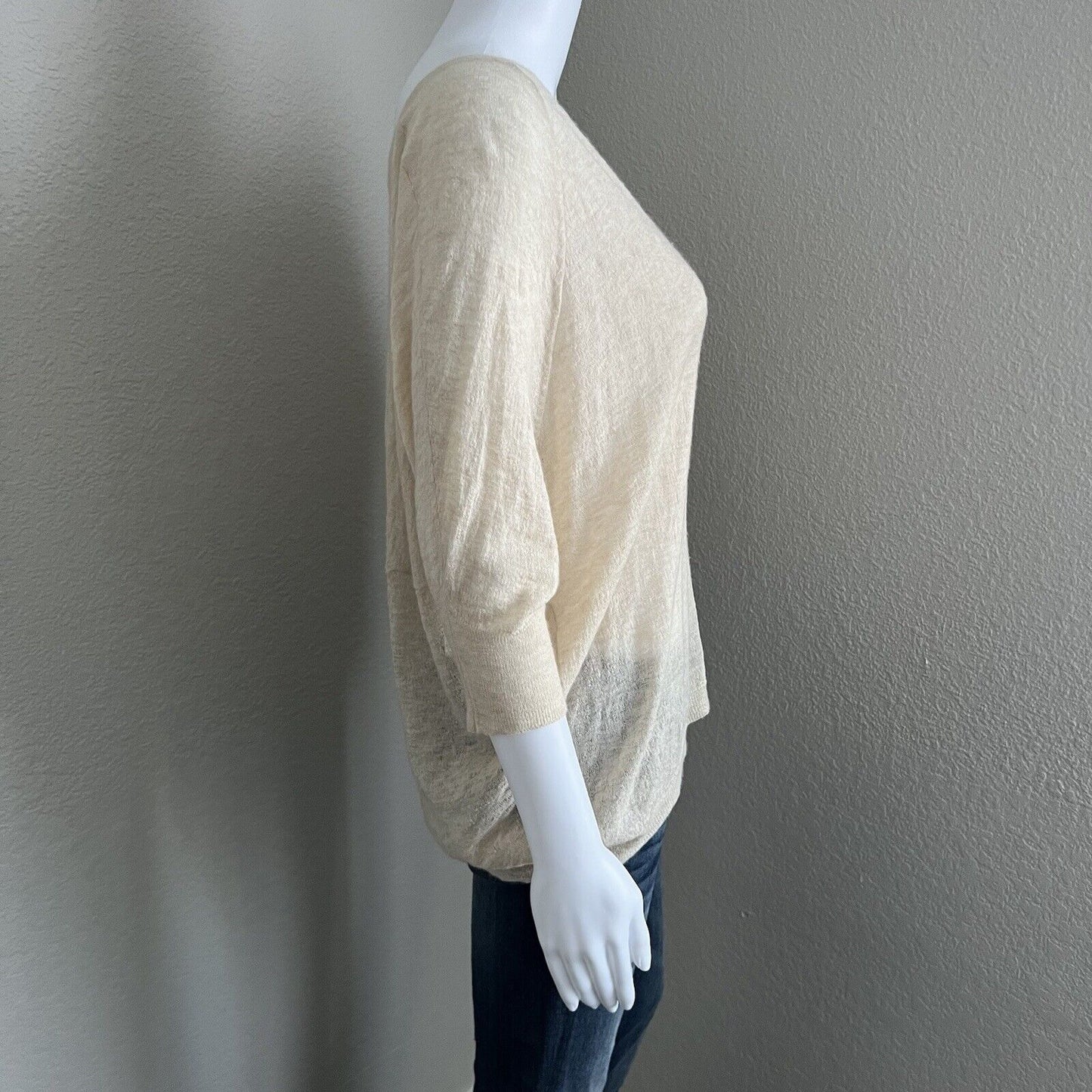 Eileen Fisher Women Sweater Size S Beige Wool Camel Scoop Neck Minimal Neutral