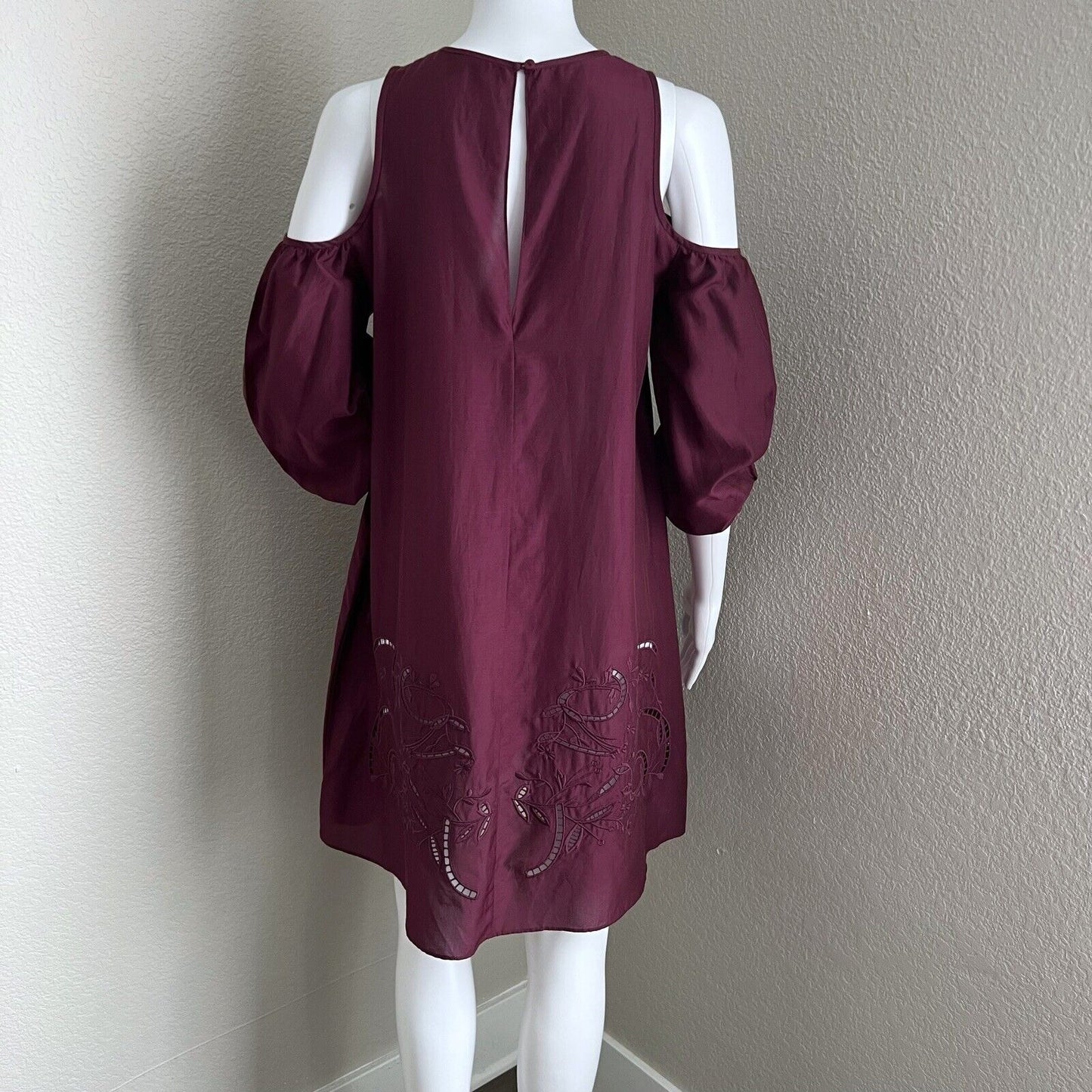 tibi Women's Dress Size XS Merlot Cold Shoulder Floral Cut Out Wedding Guest