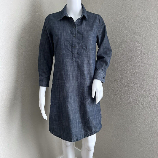 Patagonia Women's Rocky Peak Shirt Dress Size XS Chambray Organic Cotton Linen