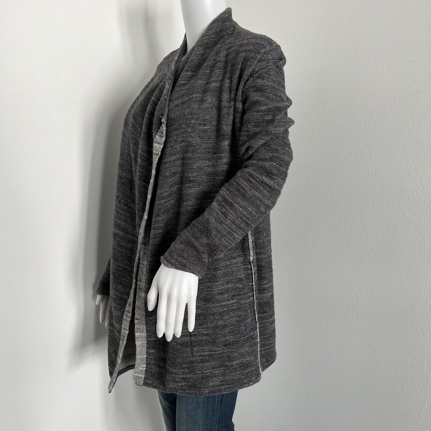 Eileen Fisher Women's Cardigan Size S Charcoal Gray Organic Cotton Plaited Knit