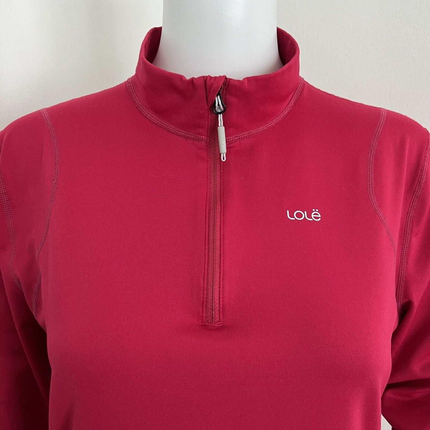 Lole Women's Top Size L Fuchsia Pink Long Sleeve 1/4 Zip Stretch