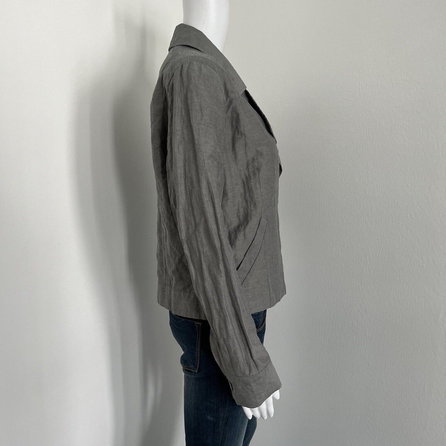 Eileen Fisher Women's Convert Collar Jacket Size S Pewter Gray Organic Cotton