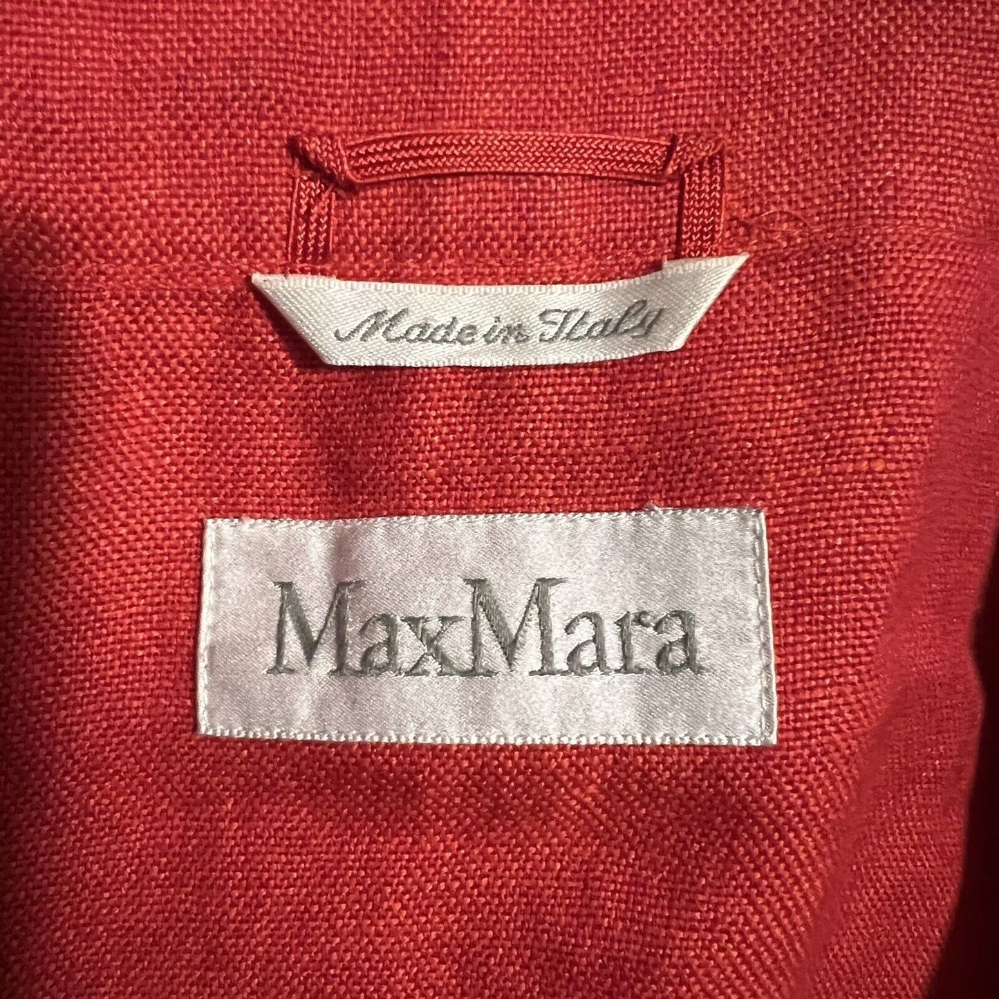 MaxMara Max Mara Women's Jacket Size 12 Red Orange Linen Two Button Italy