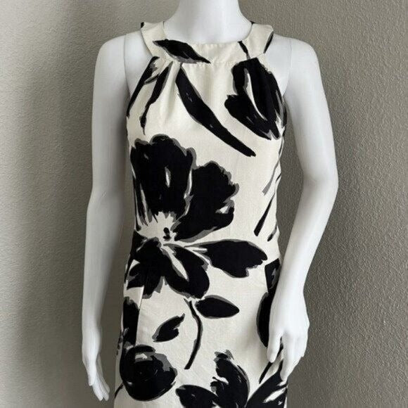 Michael Kors Collection Women's Dress 0 Floral Halter Body Con Black Mini Italy