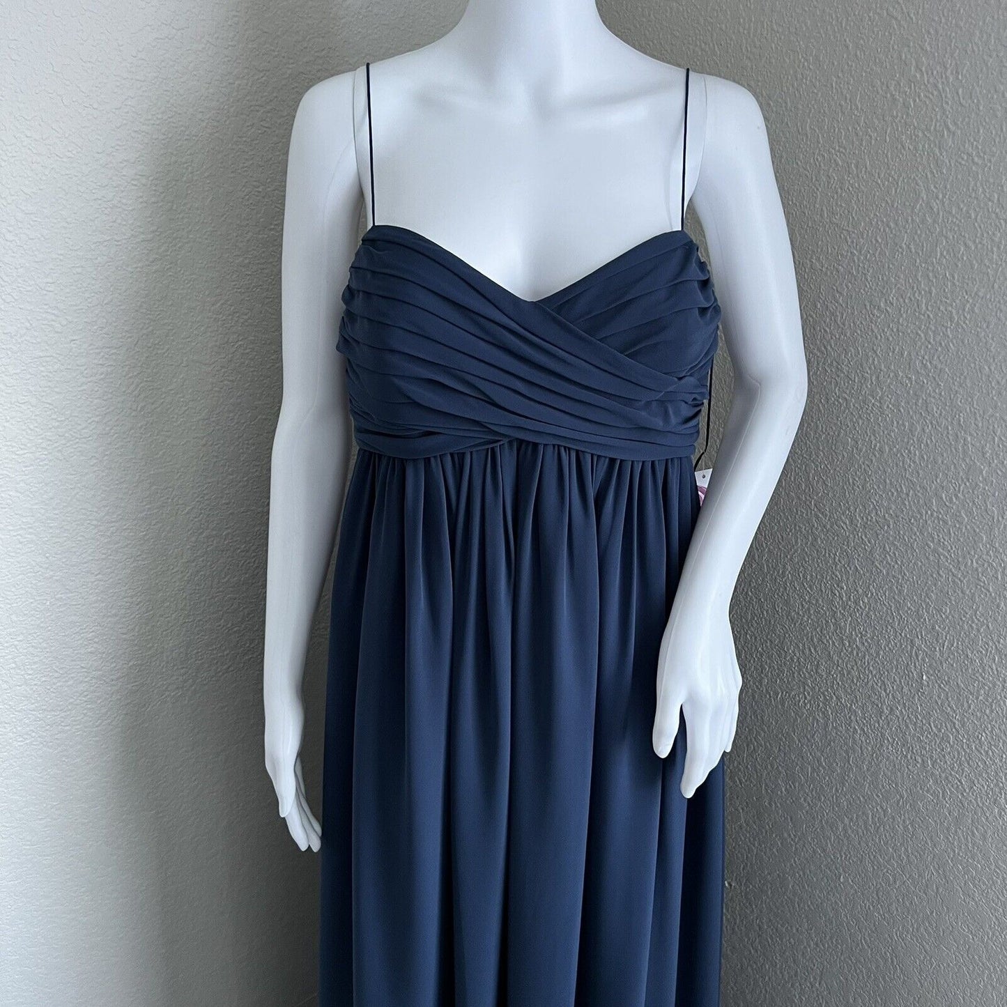 Amsale Maternity Size 12 Janan Maxi French Blue Flat Chiffon Bridesmaid Wedding