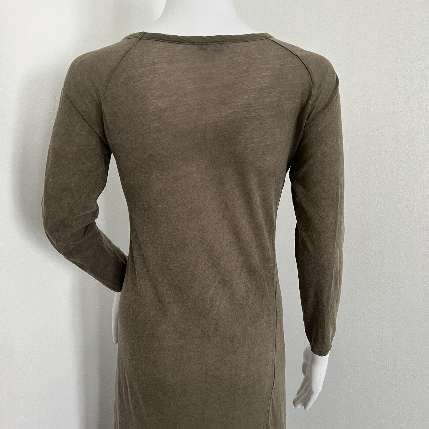 Surface to Air Casual Midi Dress Size 0 XS Long Sleeve Taupe Green Minimalist