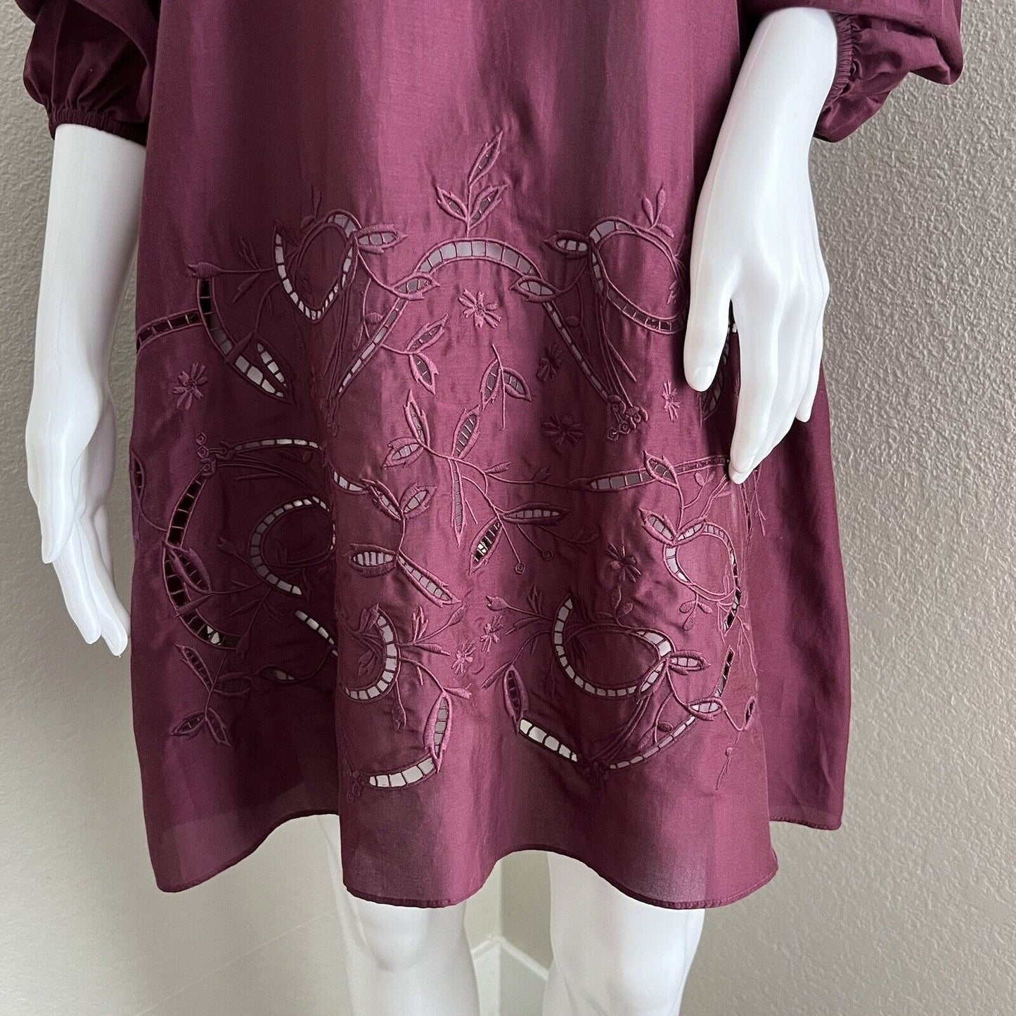 tibi Women's Dress Size XS Merlot Cold Shoulder Floral Cut Out Wedding Guest