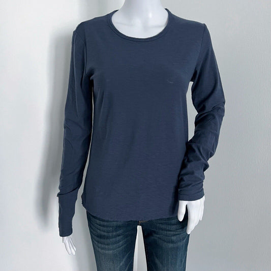 James Perse Standard Women's Estilo Crewneck Size 1 S Blue Long Sleeve