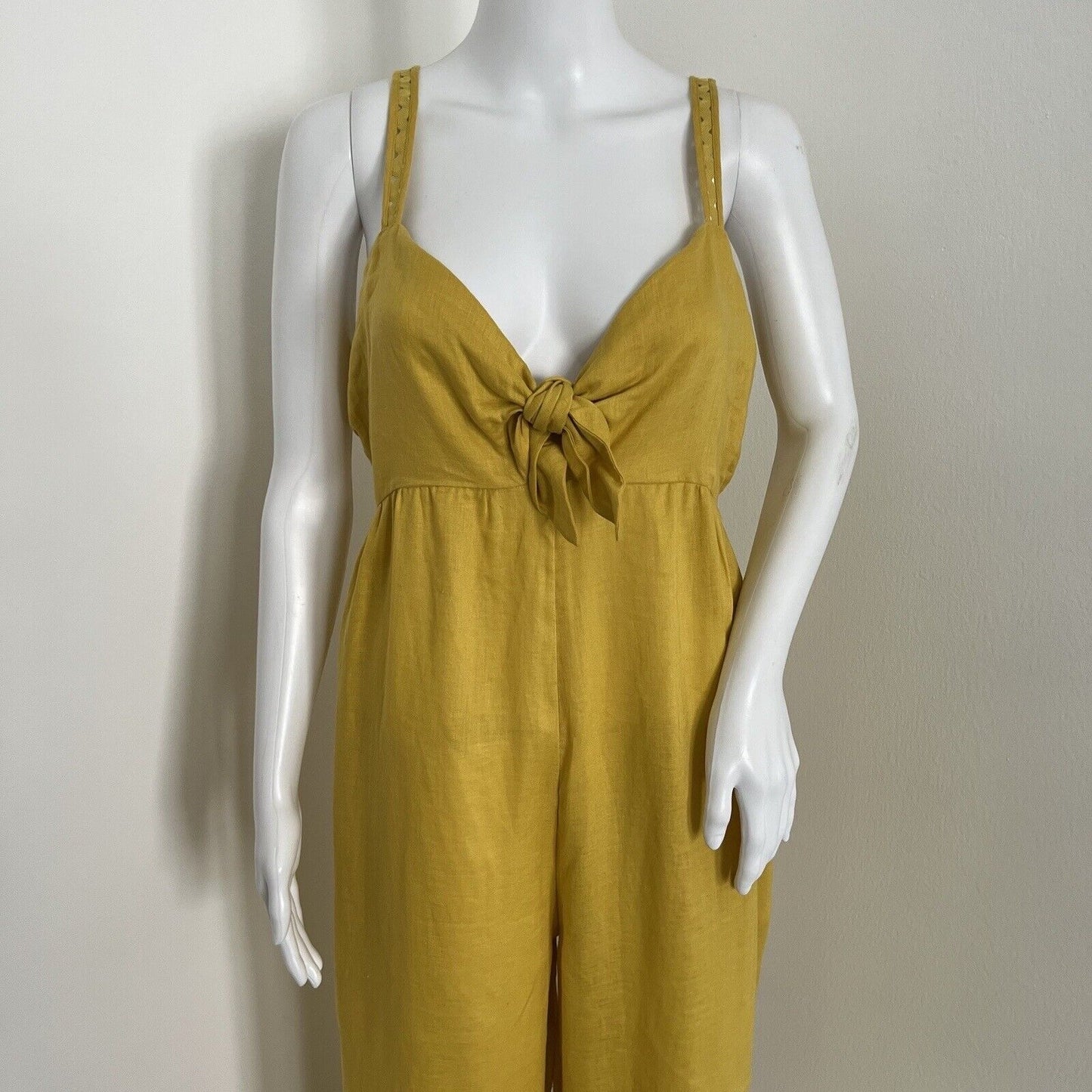 Scotch & Soda Women's Jumpsuit Size XL Pineapple Yellow 100% Linen Wide Leg