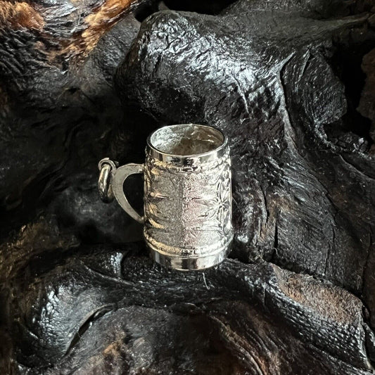 Vintage Silver Charm 800 Beer Mug Octoberfest Beerfest Floral Embossed Mug