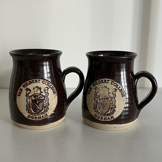 Syl Macro Ceramics Set of 2 Van Mildert College Durham England Brown Hand Thrown