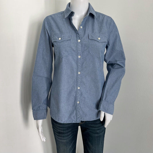 J McLaughlin Women's Chambray Shirt Size XS Long Sleeve Blue 100% Cotton Button