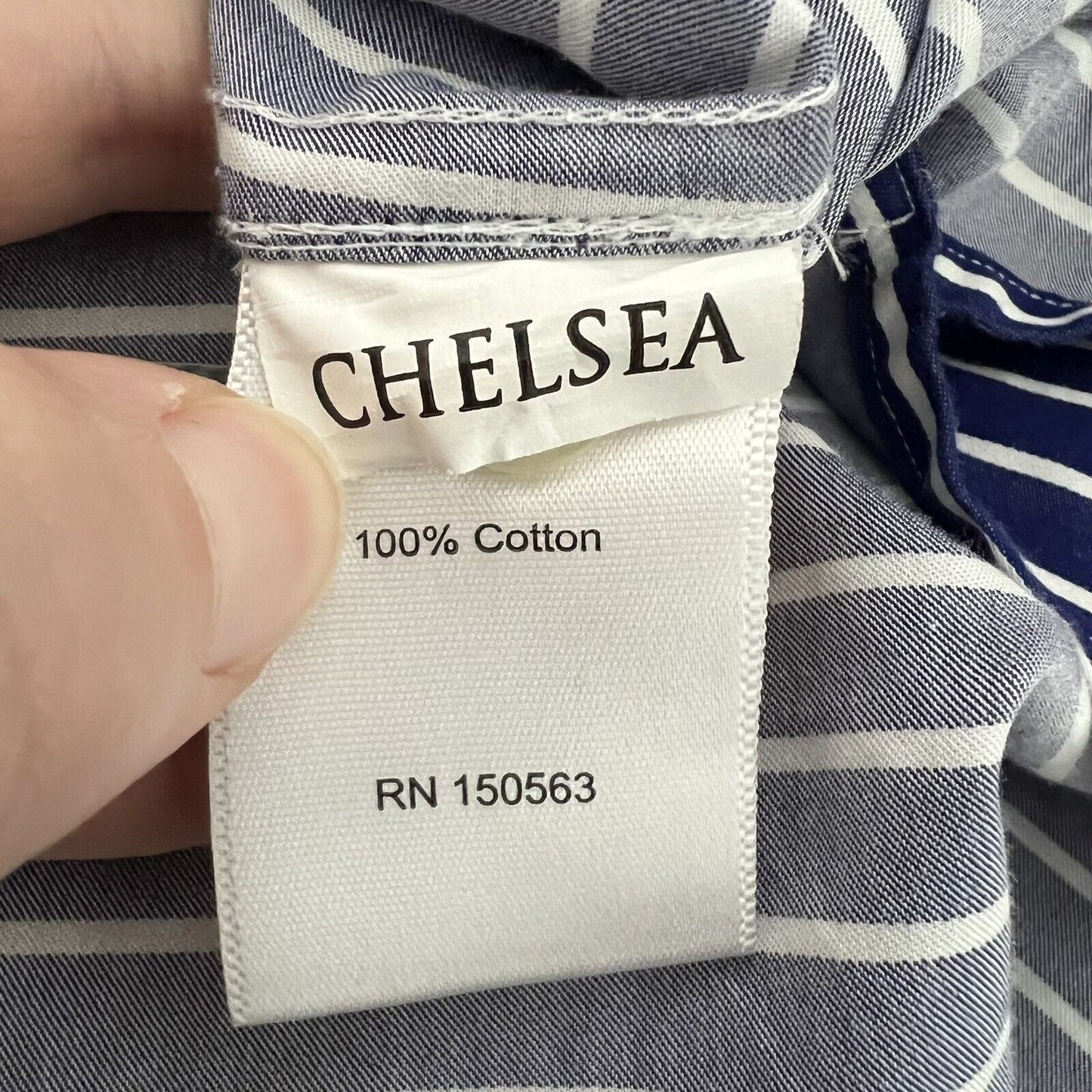 Hinson Wu Women's Chelsea Shirt Size 1 Blue White Striped Collared Long Sleeve