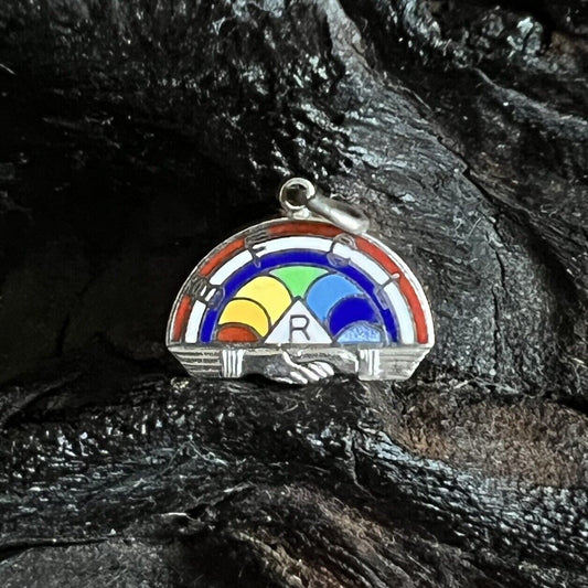 Vintage BFCL Rainbow Girls Sterling Silver Charm Enamel Holding Hands