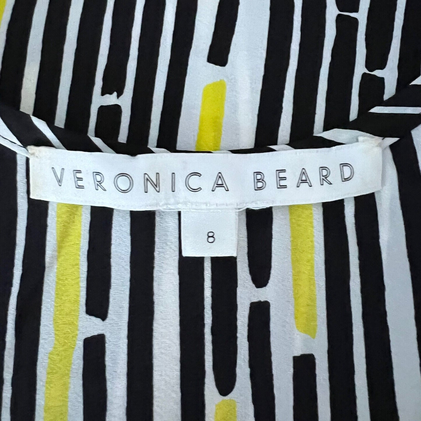 Veronica Beard Women's Tank Size 8 Traffic Stripe Silk Black Yellow Racerback