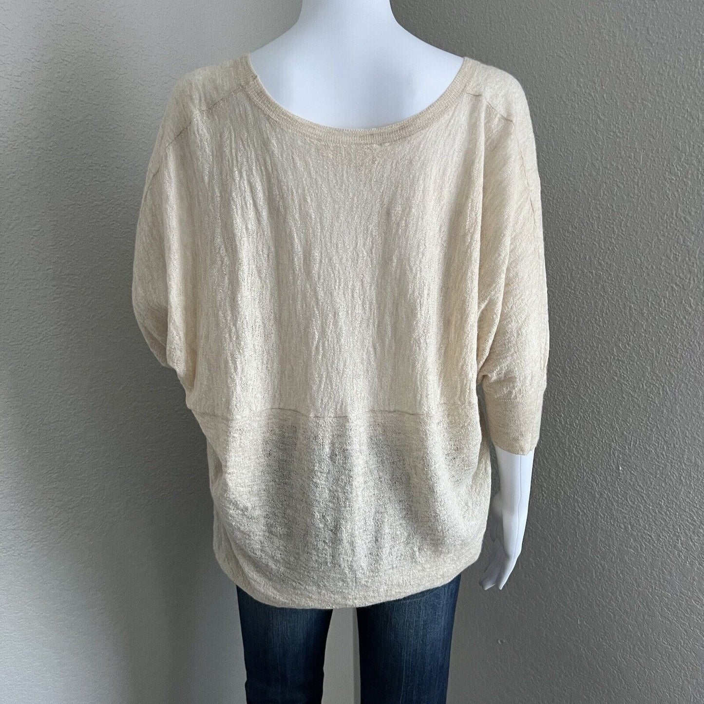 Eileen Fisher Women Sweater Size S Beige Wool Camel Scoop Neck Minimal Neutral