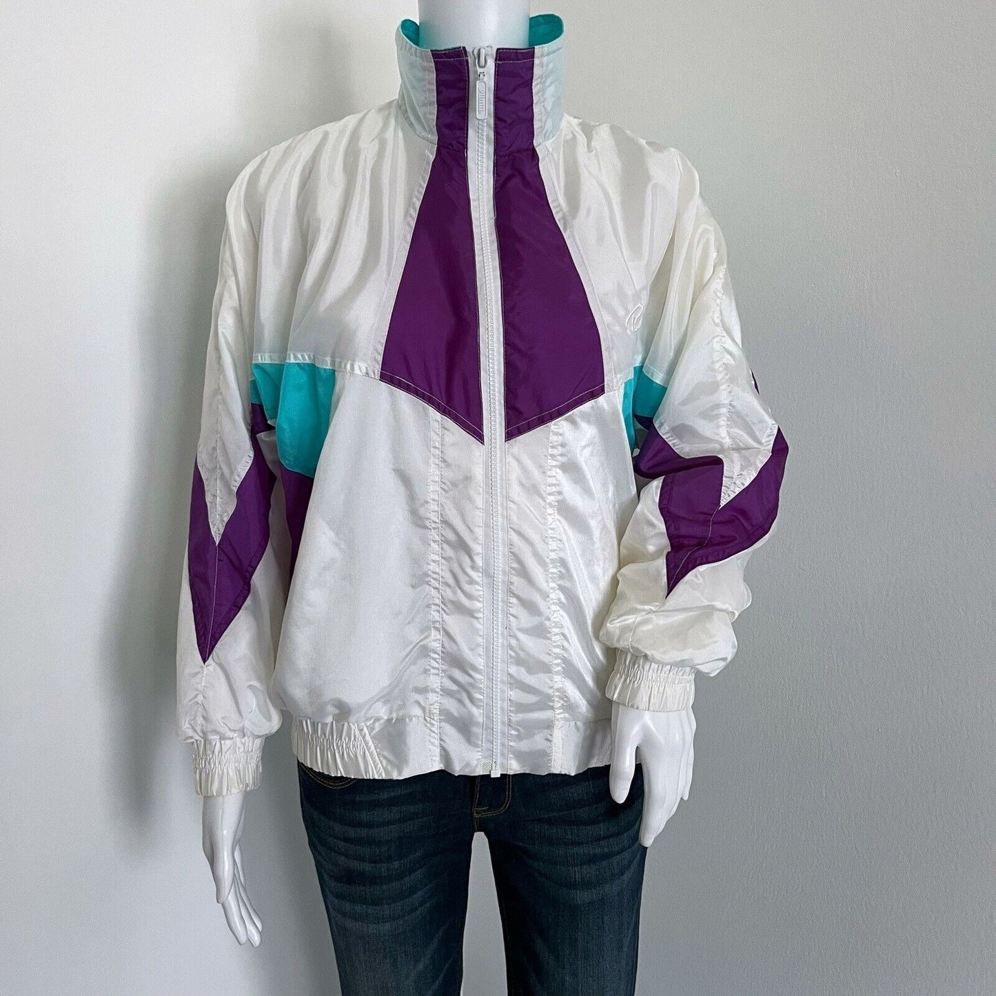 Vintage Puma Machts Mit Qualitat Women's Windbreaker Jacket Size M White Purple