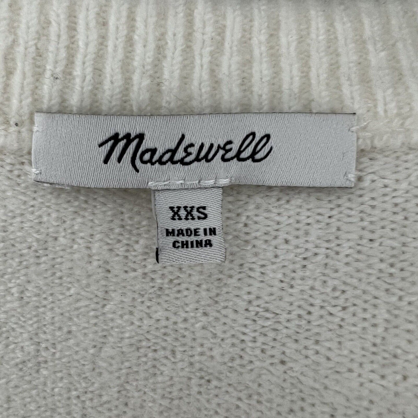 Madewell Women's Bobble Dashwood Sweater Size XXS Vneck Ivory Coziest Yarn