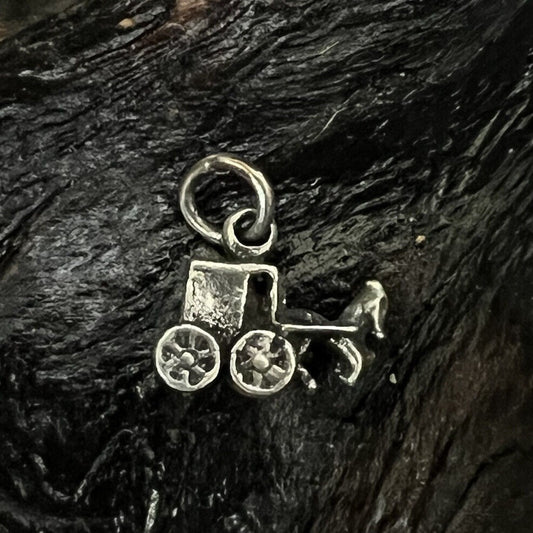 Vintage Sterling Silver Charm Pendant Horse Drawn Coach Carriage Small Detailed