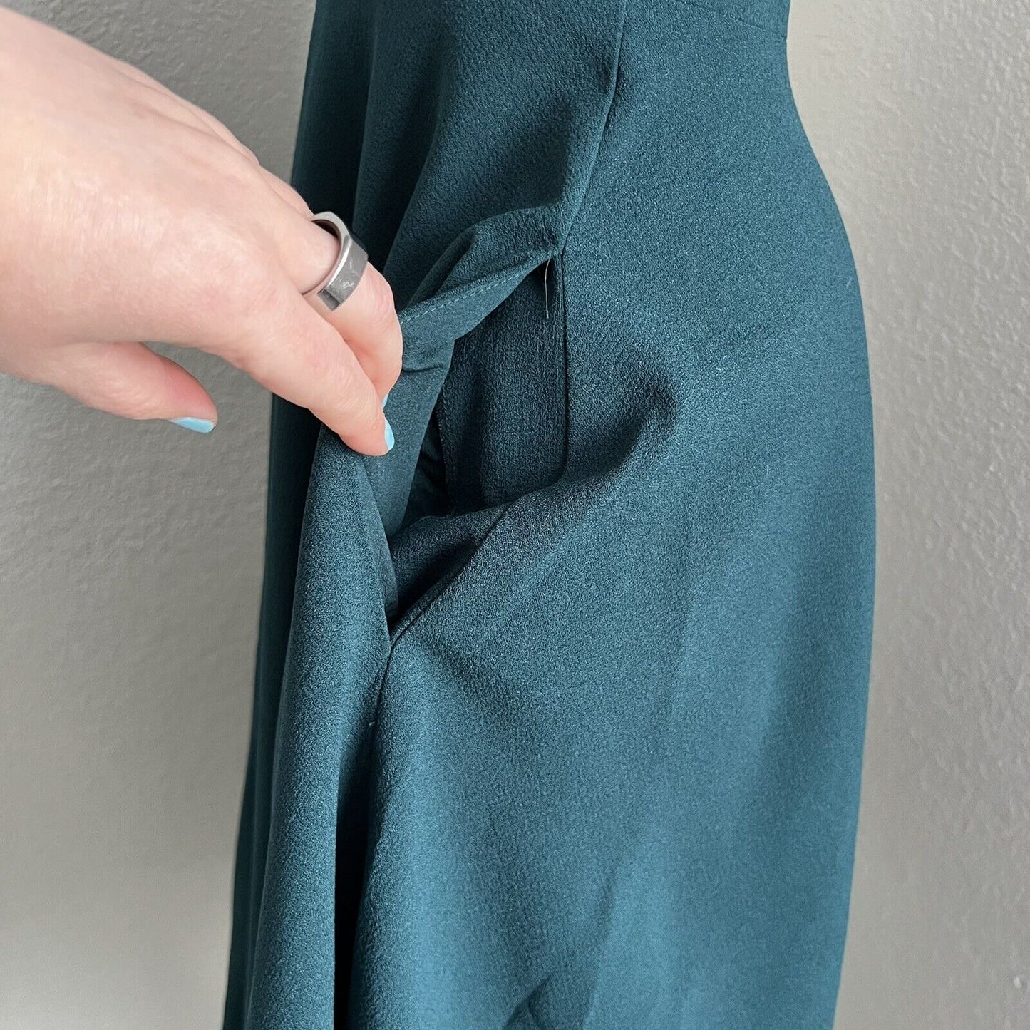 Dress the Population Catalina Fit Flare Cocktail Dress Size XS Pine Green Pocket